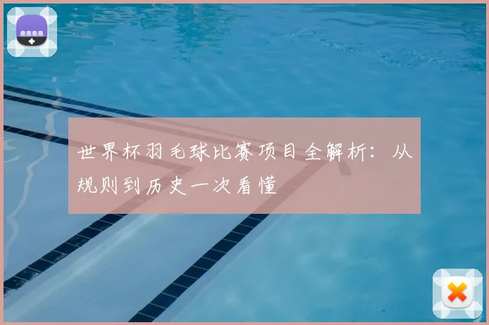 世界杯羽毛球比赛项目全解析：从规则到历史一次看懂
